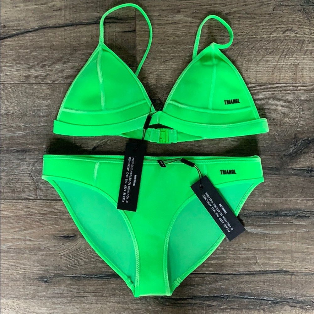 neon green triangl set